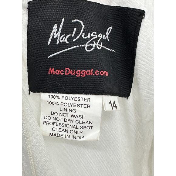 Mac Duggal ‎ White Beaded Spaghetti Strap Column Gown 14 - Picture 12 of 13